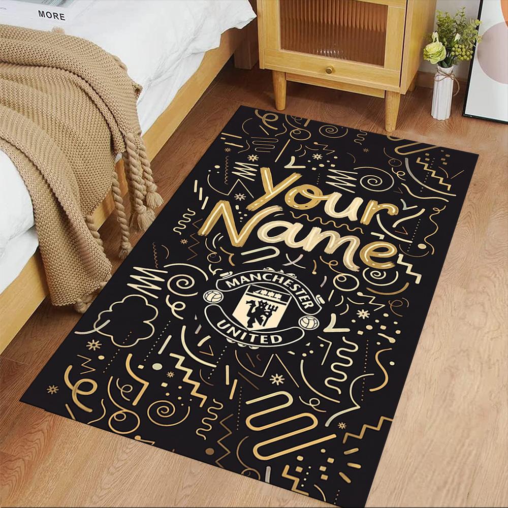 Manchester Customized Name Floor Mat Design for Playrooms Study room Outdoor Hallway Anti-slip Rug Decorate Offices Perfect Gift for Friends & Family