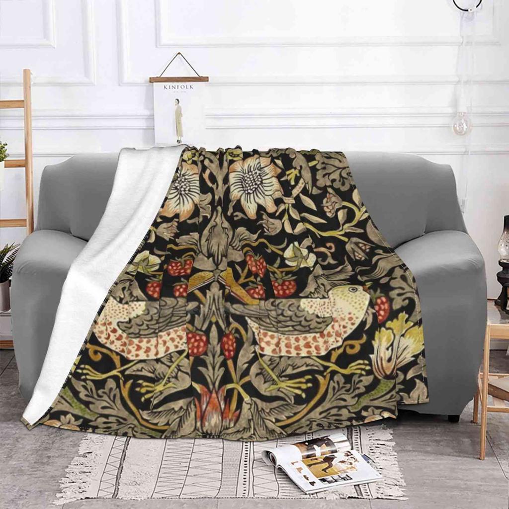 William Morris-Strawberry Thief Design Creative Design Light Thin Soft Flannel Blanket William Morris Art William Morris Retro