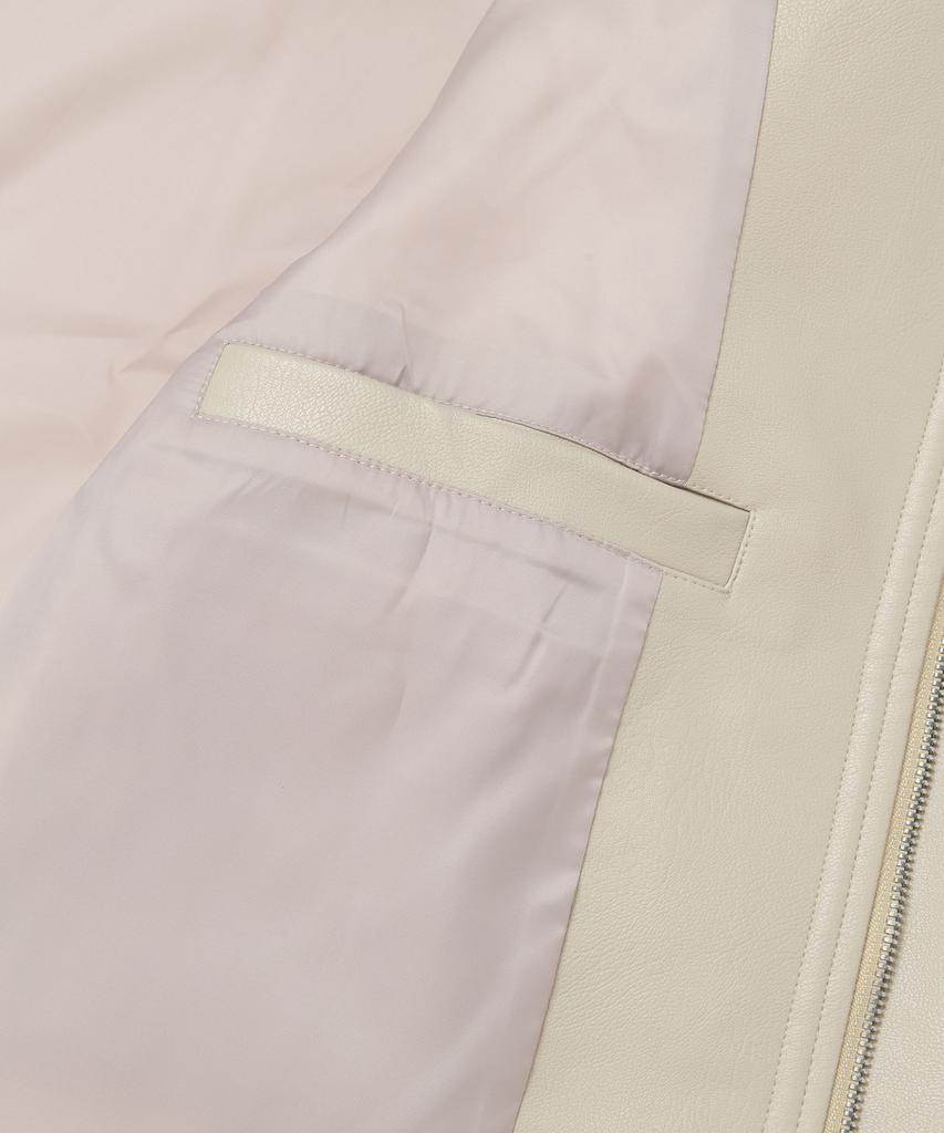 Aott Crop Vegan Leather Jacket Cream
