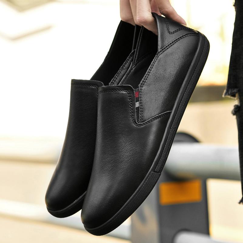 Fashion New Handmade Mens Casual Shoes Simple Comfy Loafers All-match Leather Man Driving Shoes Mocasines Stylish Slip-On Walking Flats