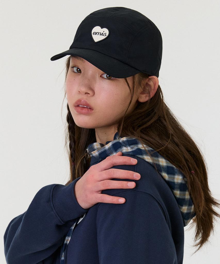 Imiseu Heart Rubber Patch Camp Cap-Black