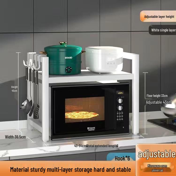 Adjustable Double-Layer Microwave Oven Storage Rack for Countertop
