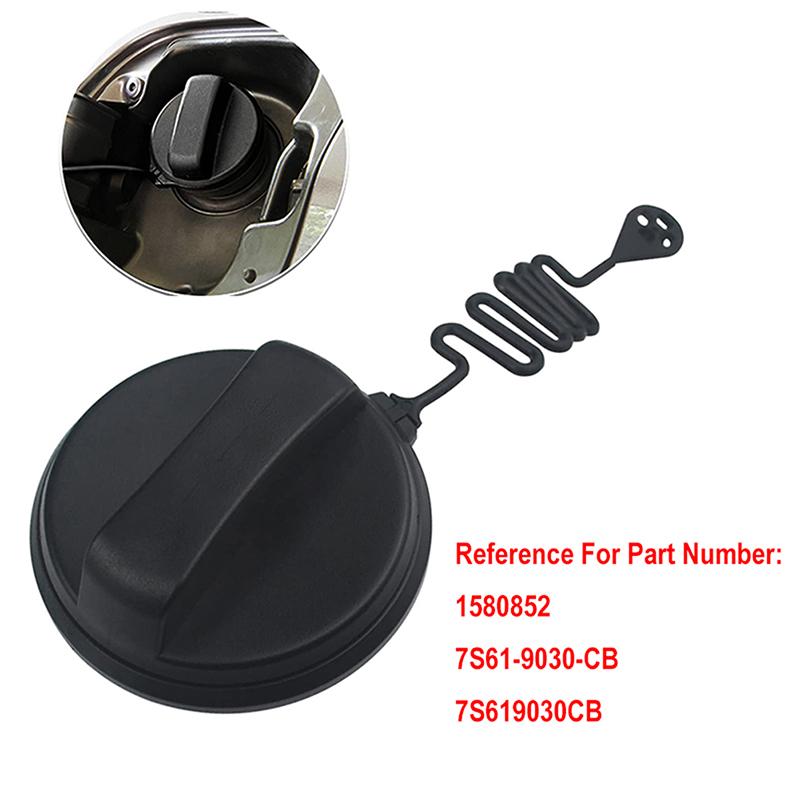 ABS Fuel Tank Cap with Tether for Ford Fiesta Focus KA,Black Gas Filler Cover Reduces Vapor Emission Car Replacement Part 1580852