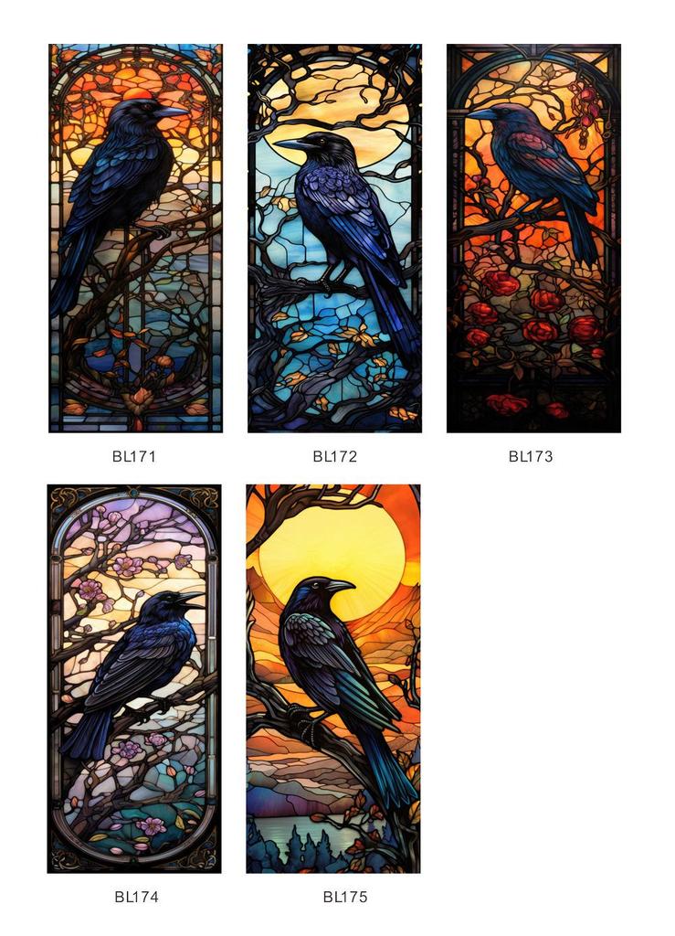 BL172 Halloween Crow PVC Static Cling Window Sticker - Adhesive-Free Home Decoration Film