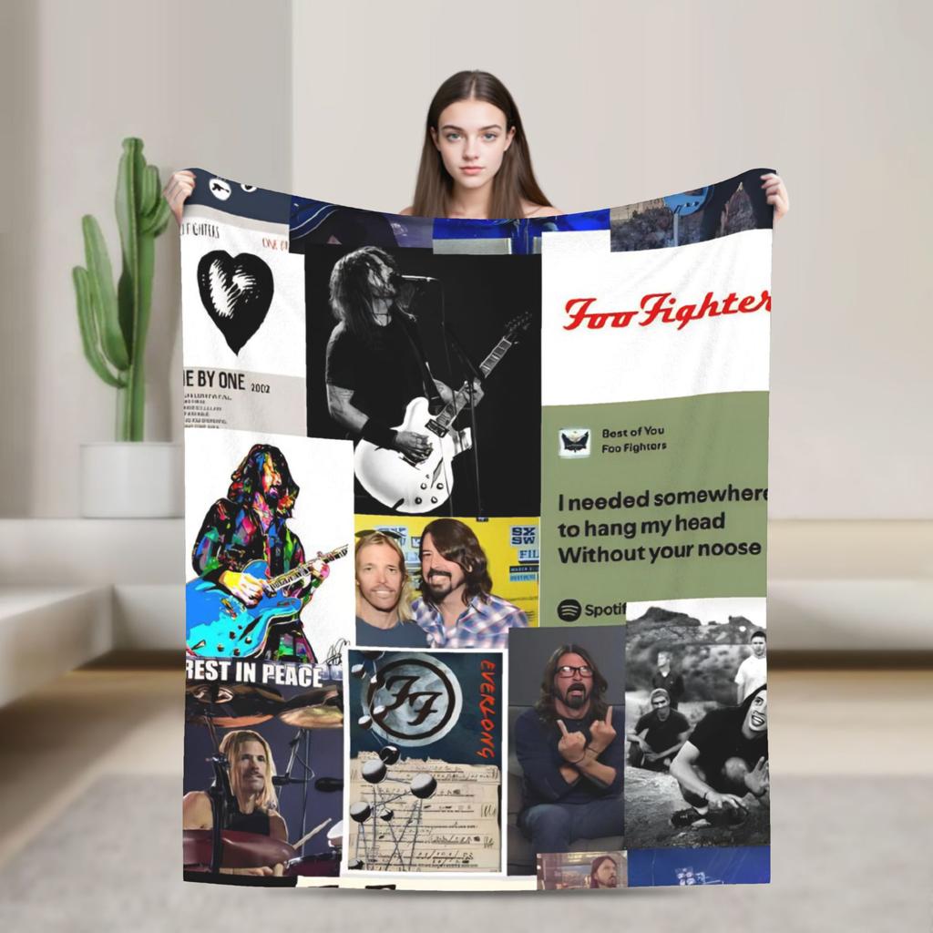 Fools Band F-Fighters Flannel Blanket Soft Durable Throw Blanket for Outdoor Travel Novelty Bedspread Sofa Bed Cover
