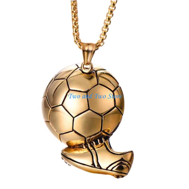 HX6F Stainless Steel Chain Soccer Ball Charm Necklace Clavicle Chain Jewelry Gift