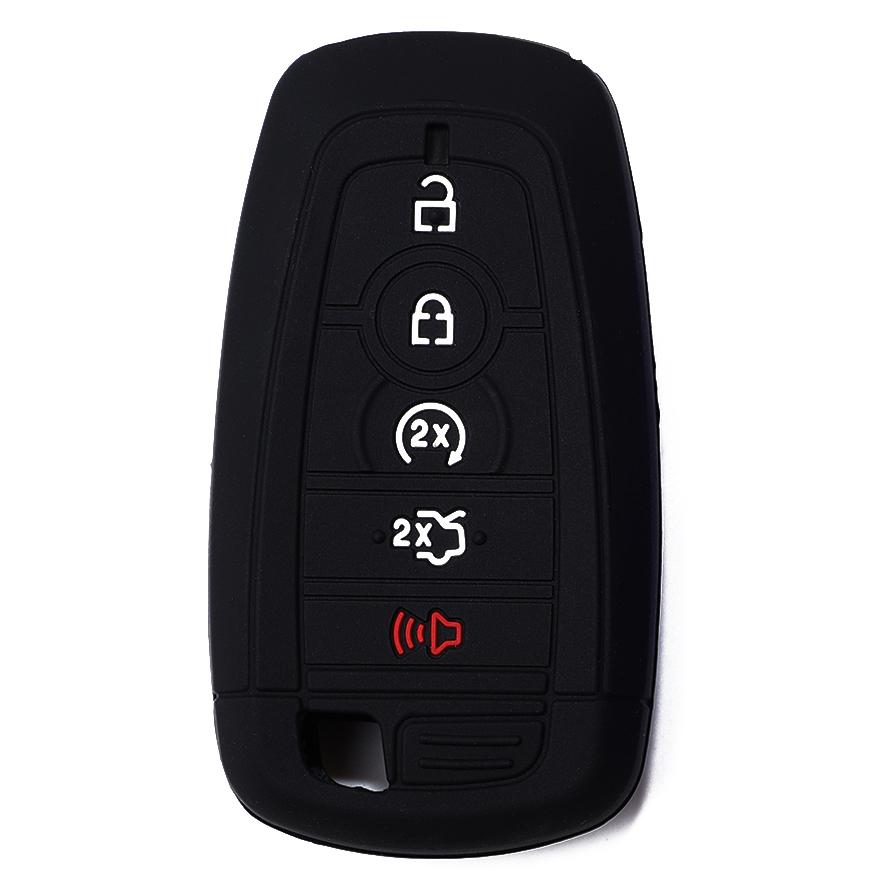 Key Fob Silicone TPU Cover Protective Case Fits for Ford F150 Edge Mustang Fusion Ecosport Explorer Expedition 5 Button