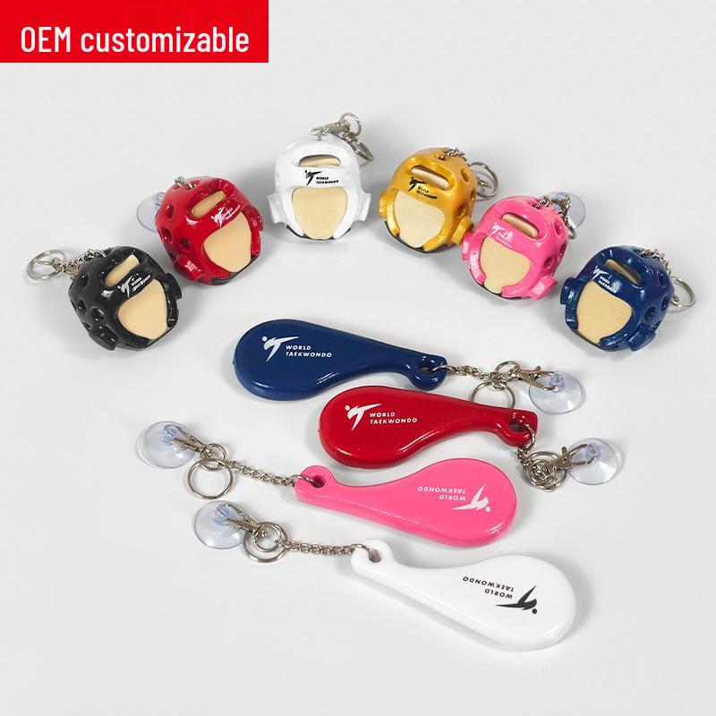 Taekwondo Backpack Pendant: Small Ornaments, Karate Gifts, Head Guard & Foot Target Keychain