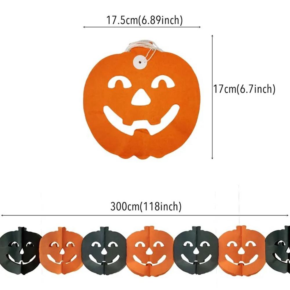 Halloween Paper Banner Spider Pumpkin Ghost Bat Paper Chain Halloween Decoration Garland Banner Paper Pull Flower Party Supplies 5