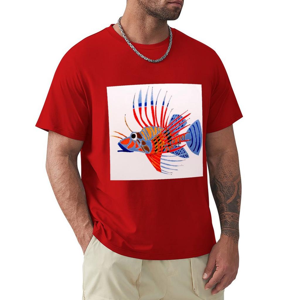 Lion Fish T-Shirt Heavyweights Plain Short Sleeve Tee Vintage T Shirts Men T Shirt