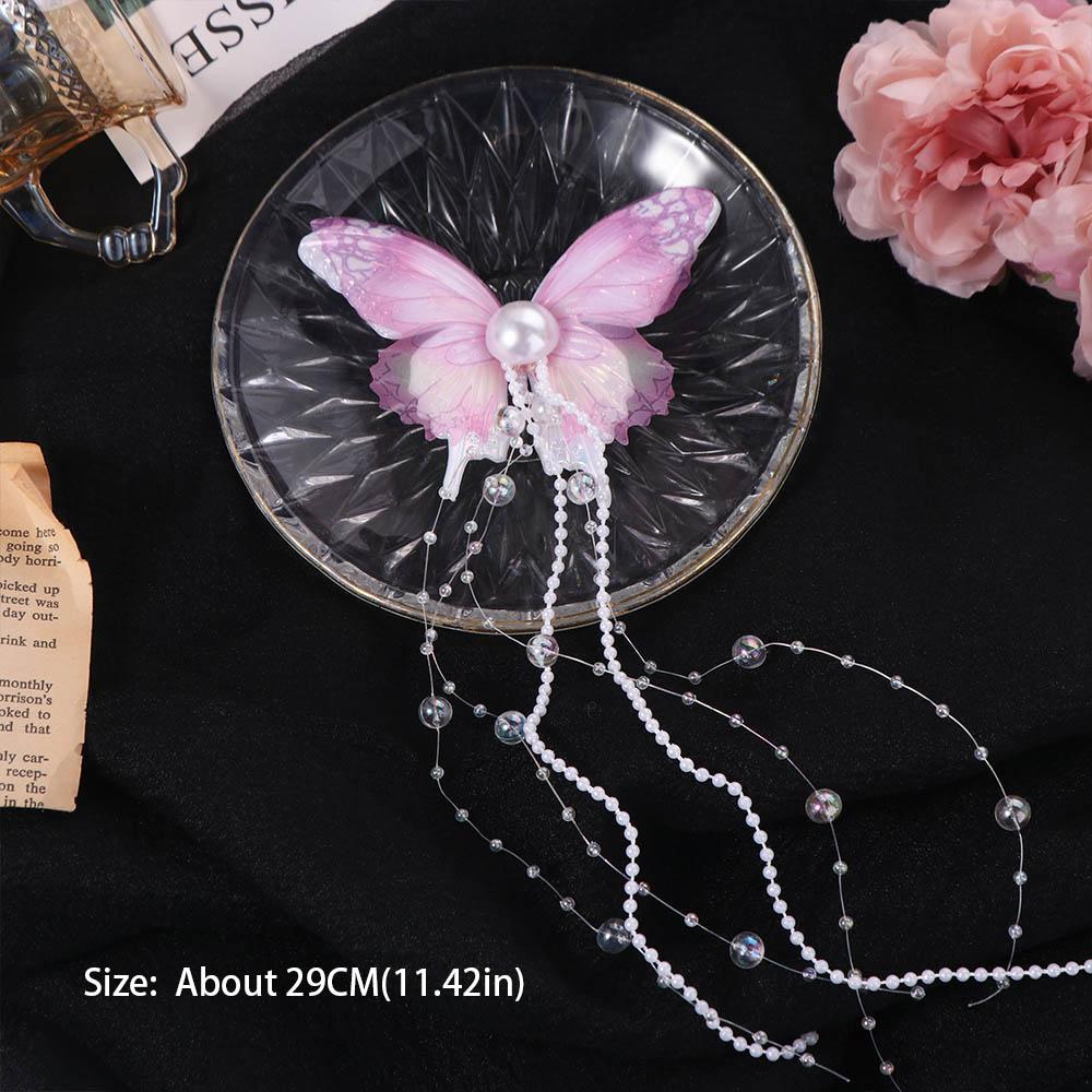 Imitation Pearl Butterfly Hairpin Mesh Butterfly Hair Clip Exquisite Tassel Duckbill Clip  Daily
