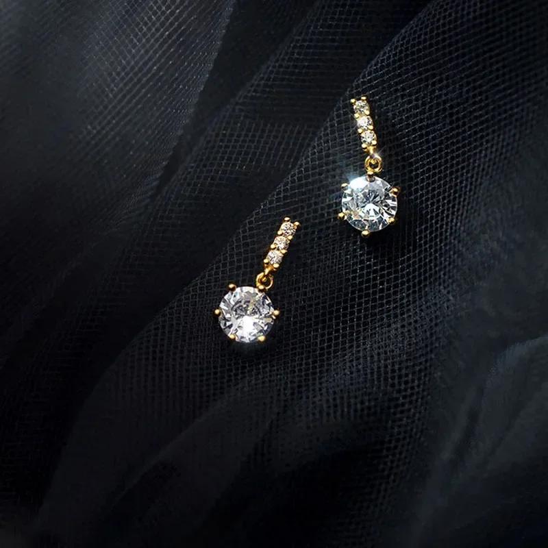 925 Silver Needle Crystal Zircon Golden Round Earrings Geometric Flower Rhinestones Hoop Classic Earrings Jewelry Party Gifts