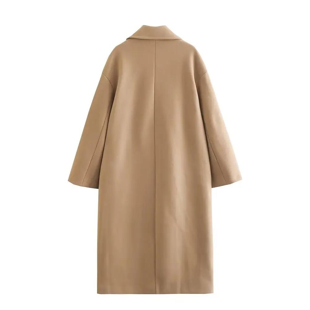 Gabardina larga de lana con botones y doble botonadura, versátil, informal, para otoño e invierno, nueva moda para mujer