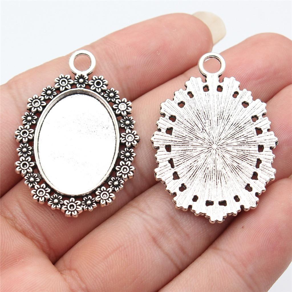 Accessories Parts Fit 18x25mm Oval Glass Cabochon Base Tray Bezel Wedding Jewelry Findings QA039