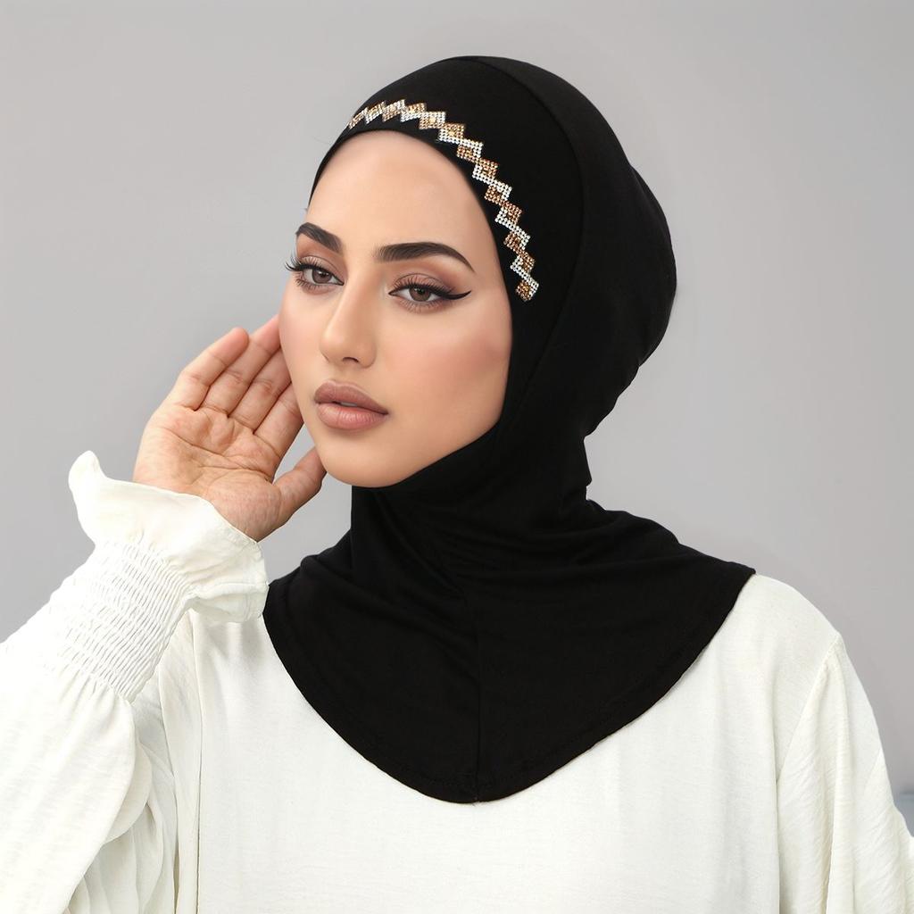 Muslim Ethnic Instant Hijab Diamonds Shwal Women Islamic Scarf Turban Arabic Khimar Fashion Plain Ramadan Headwraps Amira Niqab