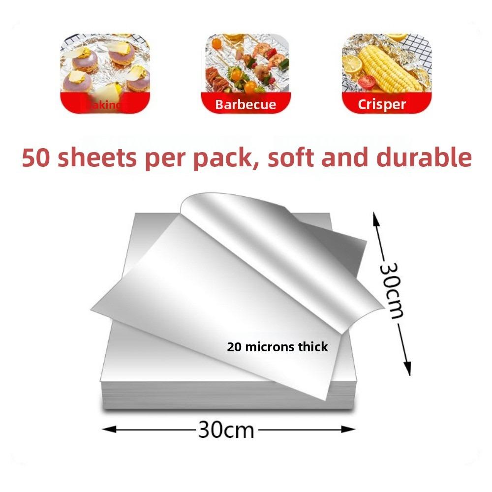 50pcs Square Aluminum Foil Paper Disposable Tin Foil Paper New Kitchen Baking Tool  Barbecue