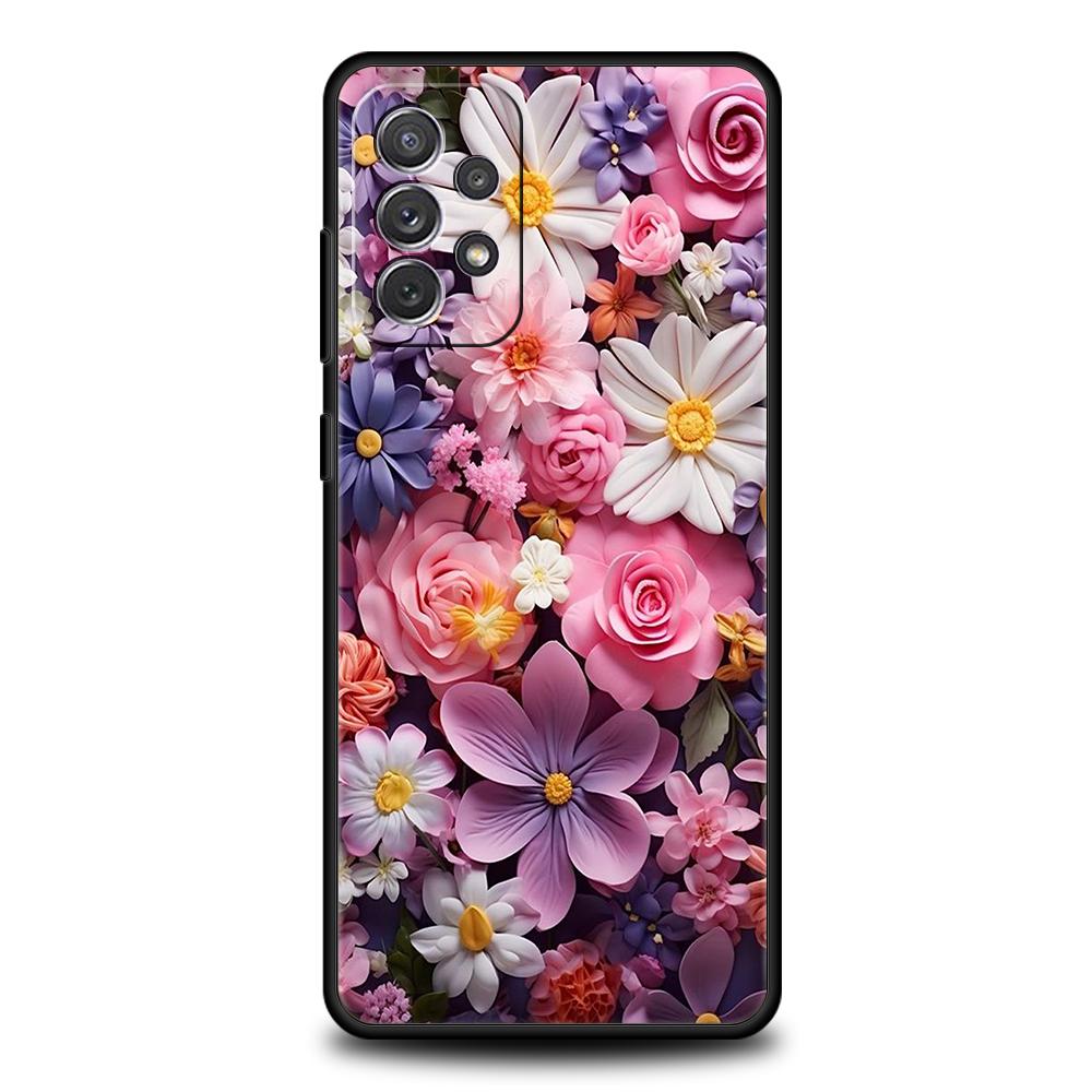 Colorful Flower Phone Case for Samsung Galaxy A55 A35 A15 A14 A25 A54 A51 A71 A72 A73 A32 A52 A52S A41 5G Silicone Shell Capas