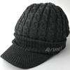AVIREX Cable Knit Cap with and Winter Knit Black 023 Loose-Fit Brim, Men's Women's Cap, Mix,