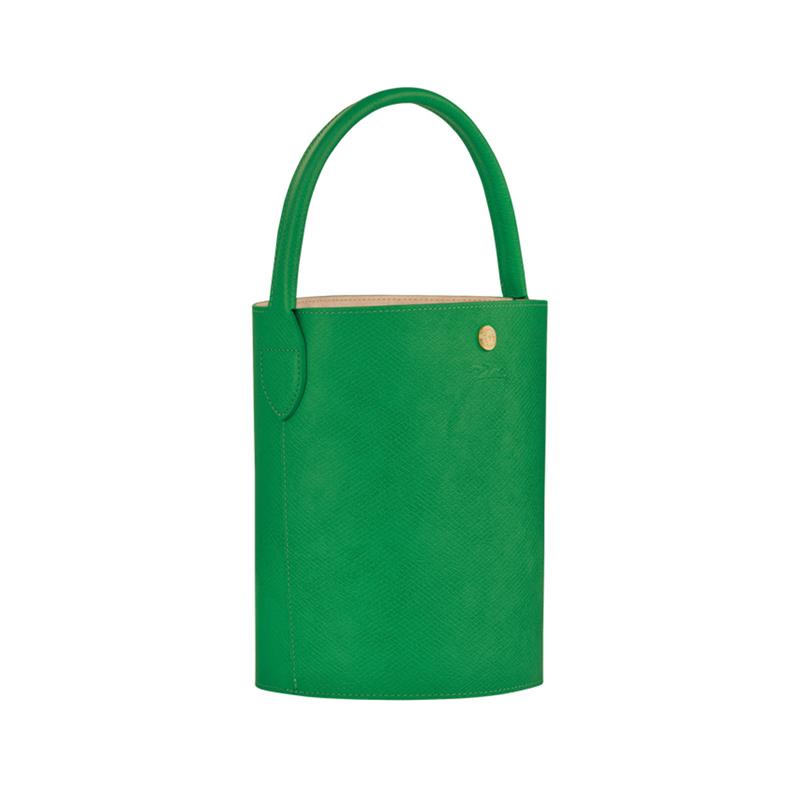 Longchamp 17 Solid Color Short Handle Snap Closure Leather Bucket Bag Small Women handbags Green 10161HYZ129