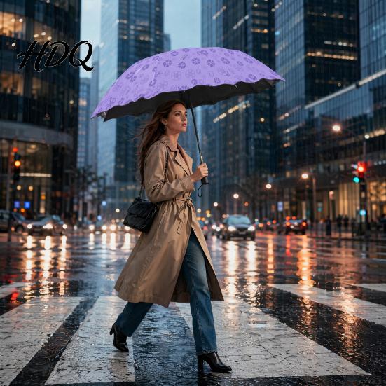 Large Umbrella Water-Reactive Folding with Wavy Edge Flowers Appear When UV Protection Rained On Windproof Sun Portable Travel
