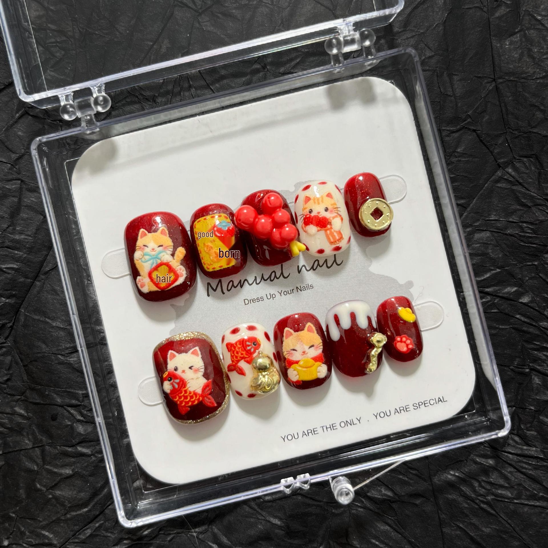 New Year Style: Handmade Cute Cartoon Girl Nail Art Stickers A692 Large