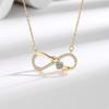 European Style Infinite Love Heart Necklace with Diamond Zirconia Inlay and Mobius Collarbone Chain