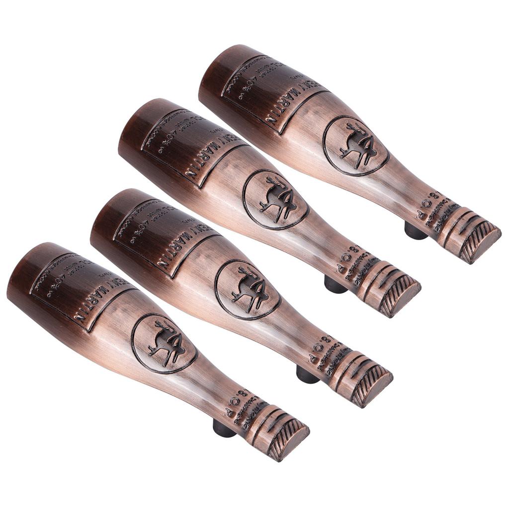 4 Set Dörrhandtag Retro Zinklegering Vinflaska Form Skåp Skåp Lådhandtag Antikt