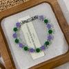 Jewelry Copper Bottom Platinum Plated Purple Green Chalcedony Plain Surface Full Diamond Inlaid Bracelet Light Luxury High-End Jewelry Women