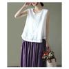 Solid Color Cotton and Linen Embroidered Vest T-shirt Women's Summer Loose Casual Sleeveless Top