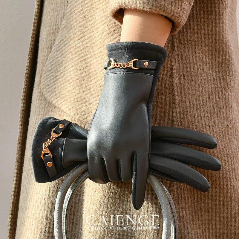 Damen Winterhandschuhe mit Fleecefutter: Warm, Winddicht, Touchscreen-Kompatibel, Proteinleder