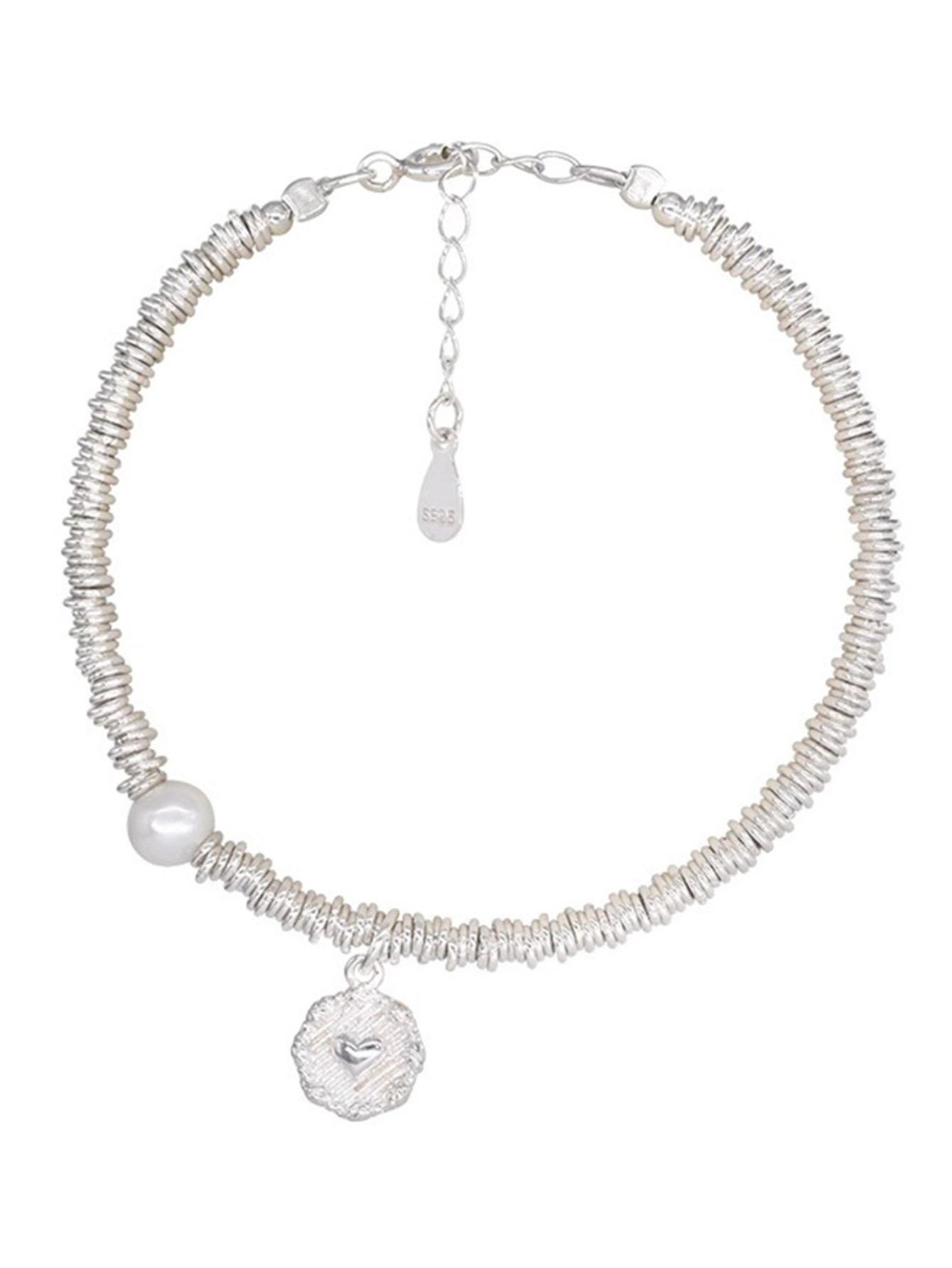 

1 шт. нерегулярные браслеты с жемчугом в форме сердца LOVE для женщин и пар, простые винтажные вечерние ювелирные аксессуары 6cm серебряный