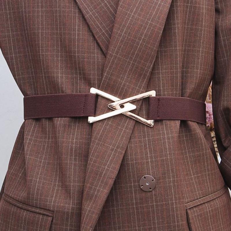 Elegant Black Women's Belt With Stylish Round Buckle For Dresses And Sweaters