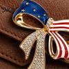 Electroplated Bow Pin Independence Day Brooch Pin, Patriotic Rhinestone Lapel Sweater Long-lasting Alloy Cardigan Coat Suit Jewelry