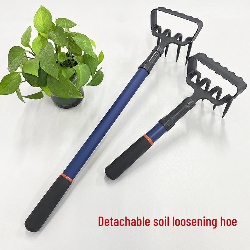 Detachable Alloy Steel Small Garden Rake for Planting, Raking, and Weeding Detachable Short-Handle Rake