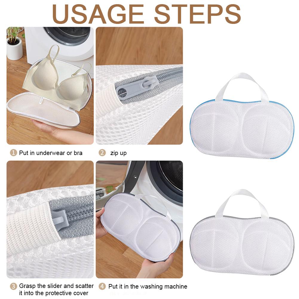 1/2Pcs Bra Laundry Bag Bra Wash Bag Mesh Laundry Washing Bag with Zipper Foldable Mesh Lingerie Underwear Mesh Bra Washer Bag