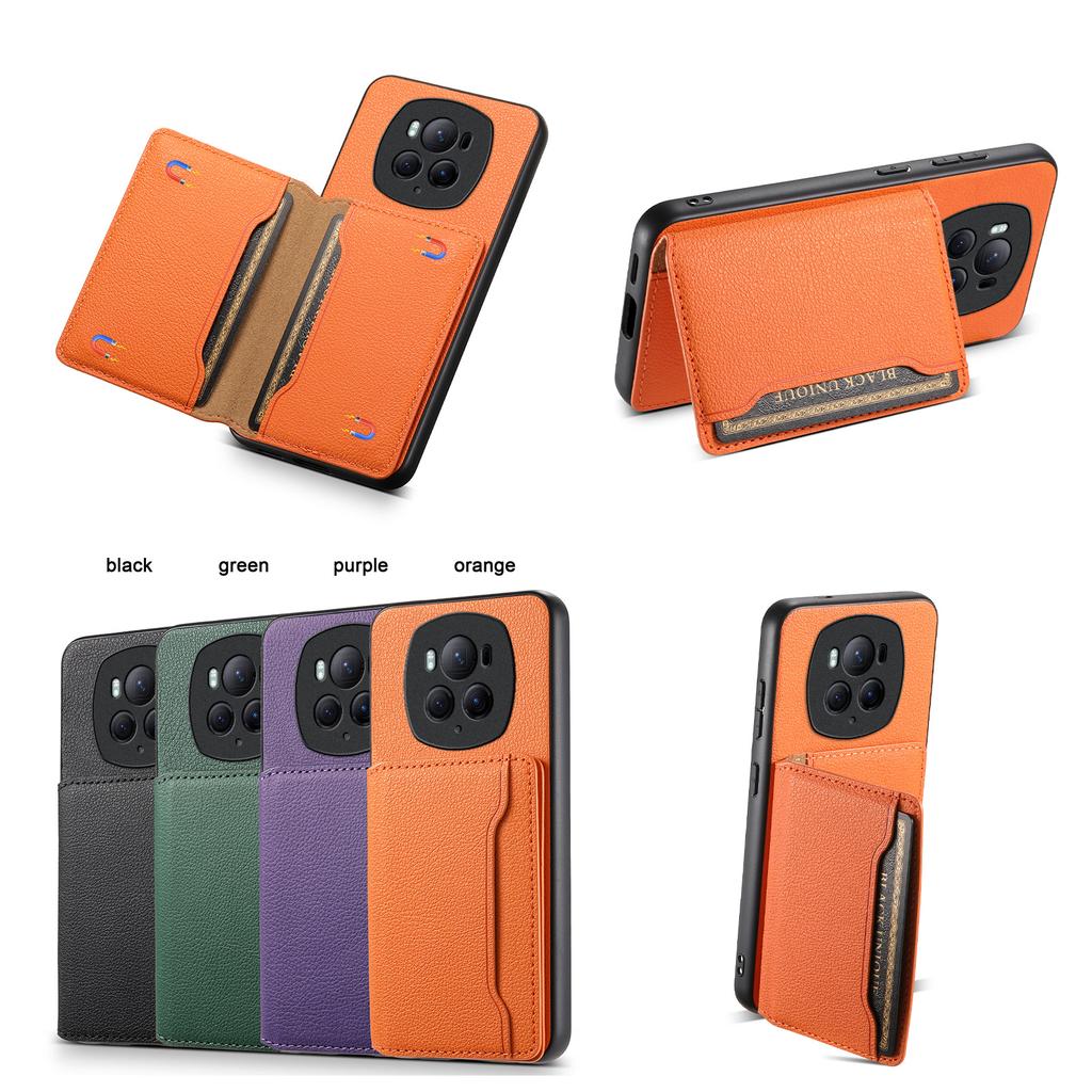 Denior for Magic 7/6/5 lychee pattern imitation leather Honor 100/90Pro card holder mobile phone case
