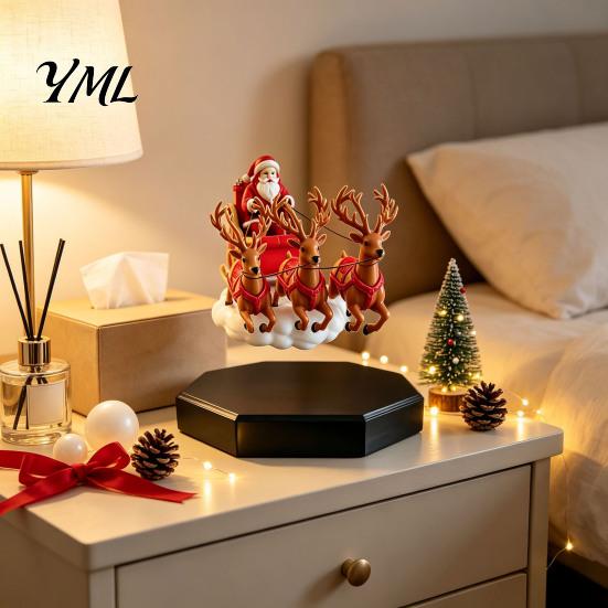 Unique Holiday Home Decor Floating Santa Sleigh, Magnetic Levitation Santa's Flying Sleigh Ornament, Christmas for Fireplace Display Home, Office,
