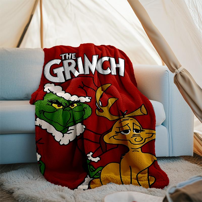 Grinch-Thema Bedruckte Decke Perfekt für Sofa Bett Reisen Außenbereich Maschinenwaschbar Gemütlich Langlebig