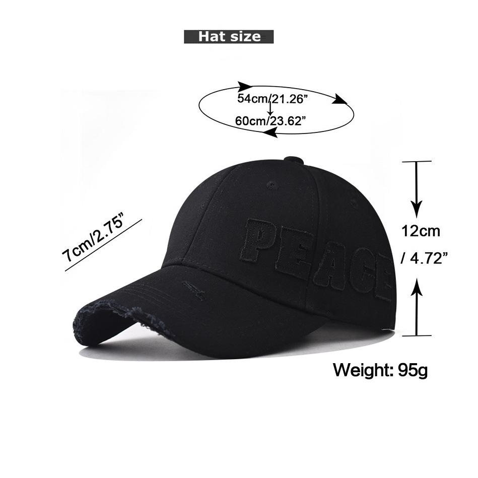 New Cotton Three-dimensional Patch Embroidered PEACE Embroidered Baseball Cap Plus Hard Oxford Lining Hat Unchanged