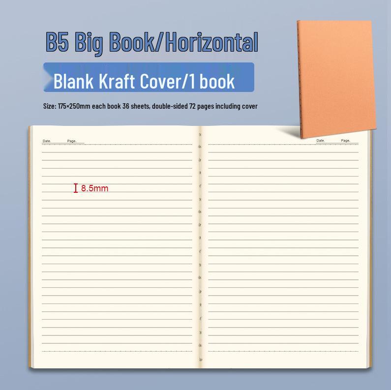 A5 Softcover Lined Kraft Paper Notebook for Students