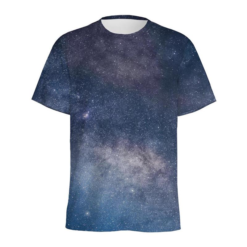 Χρωματιστό Μπλουζάκι με Μοτίβο Γαλαξία και Διαστήματος Ανδρικό Καλοκαιρινό με Στρογγυλή Λαιμόκοψη, Κοντό Μανίκι, 3D Εκτύπωση με Έναστρο Ουρανό, Τοπ, Street Φαρδύ T-Shirt