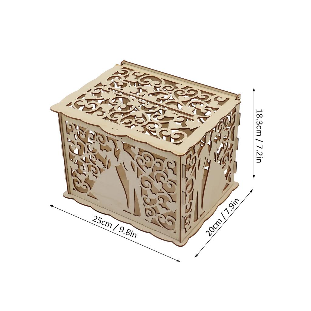 DIY Hollow Wooden Box Gift Card Case Wedding Reception Decoration Box Easy Assembly