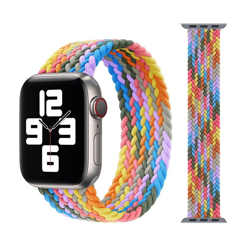 Fabric Braided Solo Loop Nylon Strap For Apple Watch 7 6 Band 44mm 40mm 38mm 42mm 41mm 45mm Elastic for iWatch Series 6 SE 5 4 3