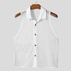 INCERUN Summer Men Lapel Sleeveless Mesh See Through Party Cropped Tank Tops