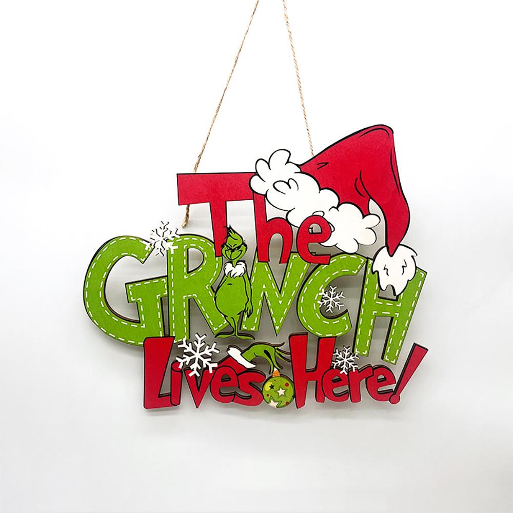 

Wooden Christmas Front Door Decoration with Snowflake Christmas Tree and Santa Hat Hanging Decoration Christmas Gifts Decoration