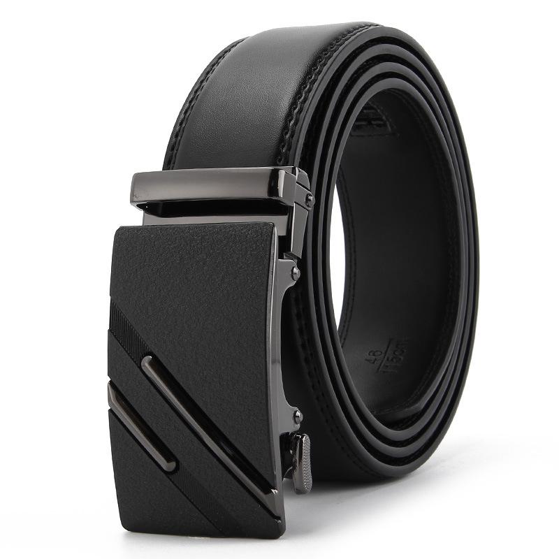 Frosted Automatic Buckle Edge Two-Layer Cowhide Belt, Business And Leisure Men'S Trendy Belt