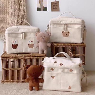 2025 Nova Bolsa Térmica de Urso Estilo Coreano Ins para Crianças Bolsa de Armazenamento para Carrinho de Bebê Bolsa de Mamãe Bolsa Portátil