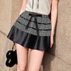 Women's Bubble Plaid Anti-Exposure A-line Skirt