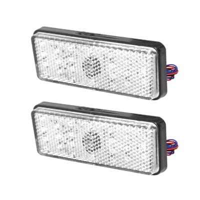 LED Reflector Reflector Square Trailer Side Marker Rear Marker Turn Signal Tail Lamp White Set of 2
