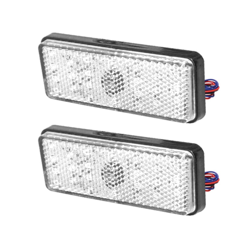 LED Reflector Reflector Square Trailer Side Marker Rear Marker Turn Signal Tail Lamp White Set of 2